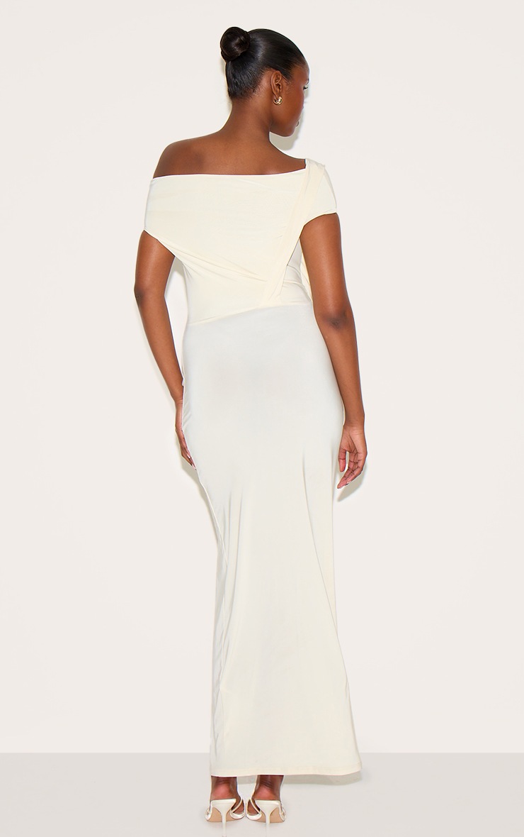 Pretty Little Thing Butter Yellow Slinky Twist Detail Maxi Dress