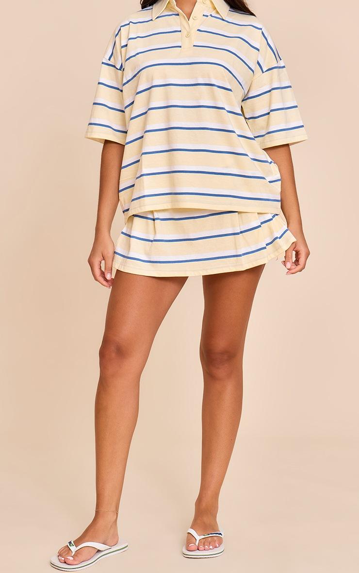 Pretty Little Thing Butter Yellow Striped Pleated Mini Tennis Skort