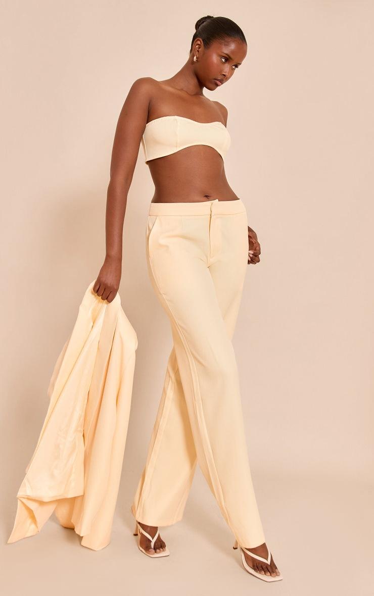 Pretty Little Thing Butter Yellow Tailored Straight Leg Pants