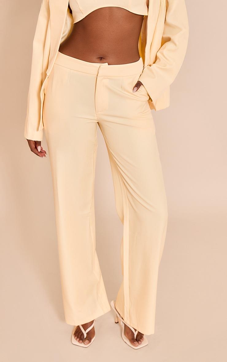 Pretty Little Thing Butter Yellow Tailored Straight Leg Pants