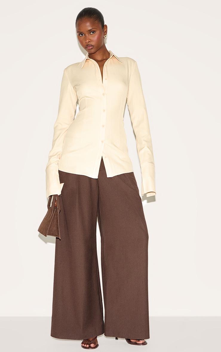 Pretty Little Thing Butter Yellow Woven Fitted Shirt