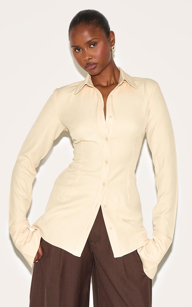 Pretty Little Thing Butter Yellow Woven Fitted Shirt