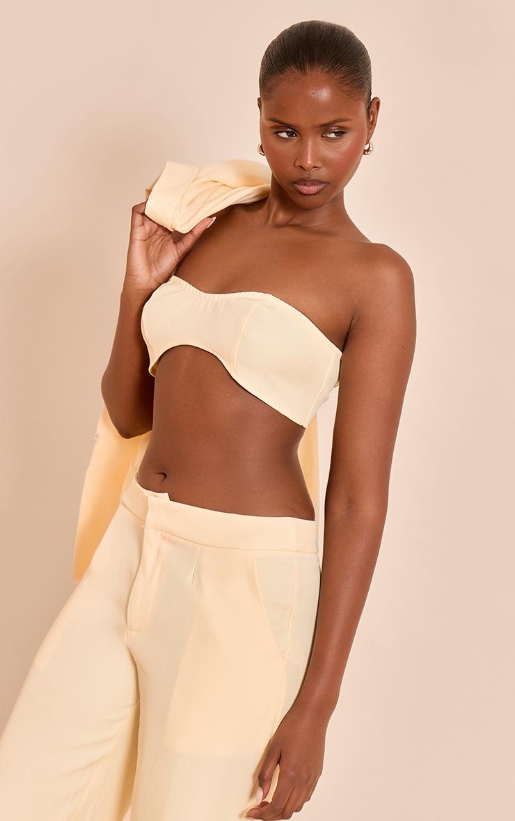 Pretty Little Thing Butter Yellow Woven Tailored Bandeau Top