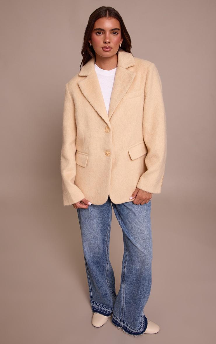 Pretty Little Thing Buttercream Brushed Wool Look Oversized Blazer