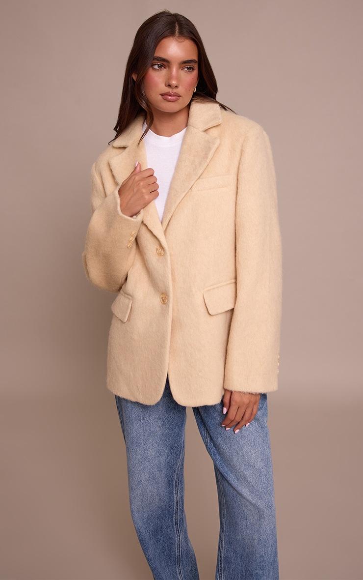 Pretty Little Thing Buttercream Brushed Wool Look Oversized Blazer