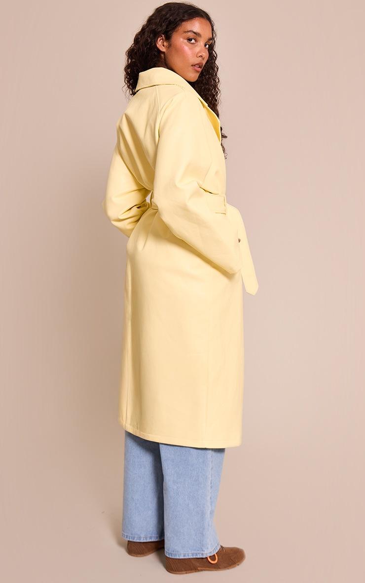 Pretty Little Thing Buttercream Faux Leather Maxi Trench Coat
