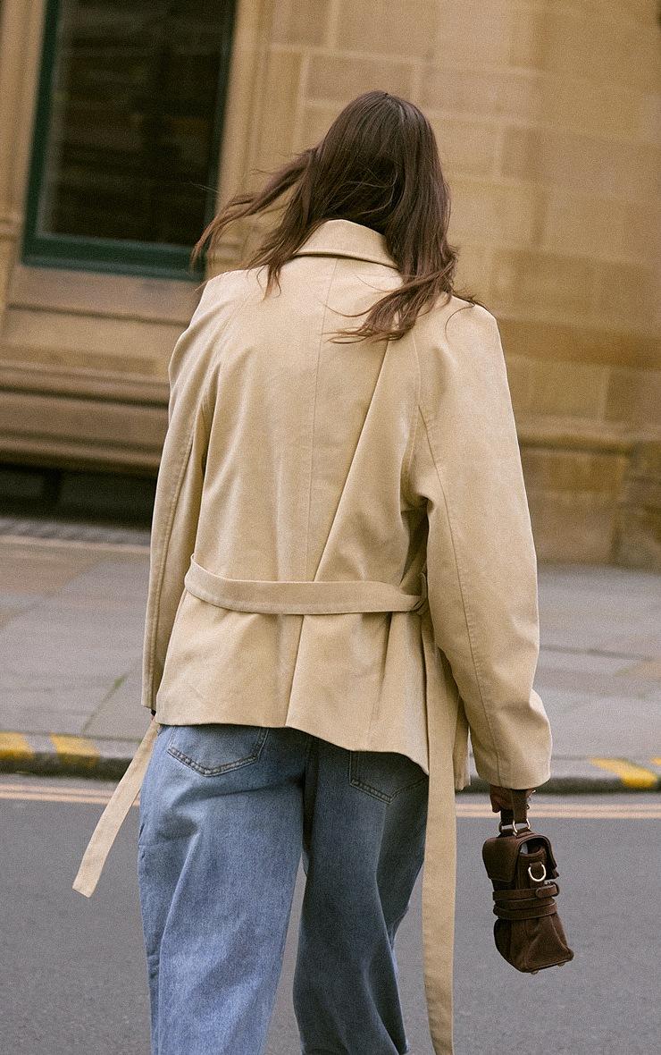 Pretty Little Thing Buttercream Faux Suede Belted Jacket