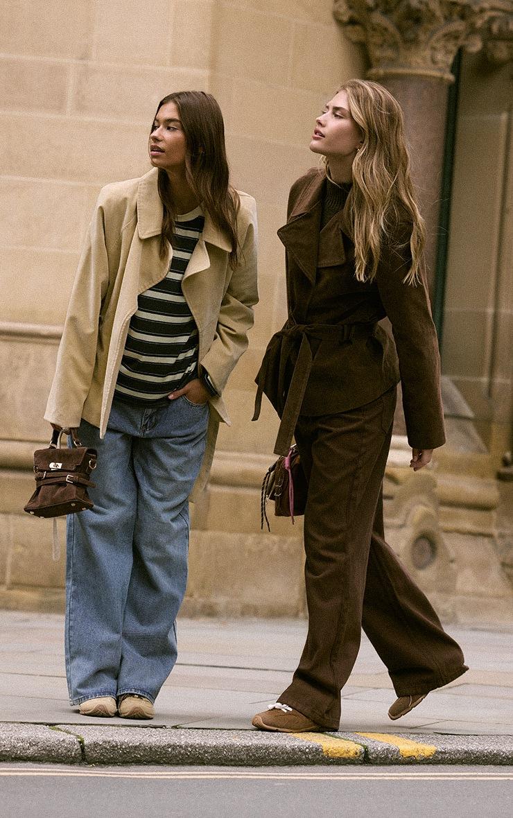 Pretty Little Thing Buttercream Faux Suede Belted Jacket