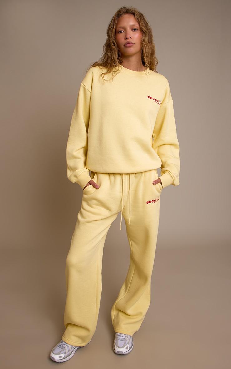 Pretty Little Thing Buttercream Oversized Boston Usa Embroidered Sweatshirt