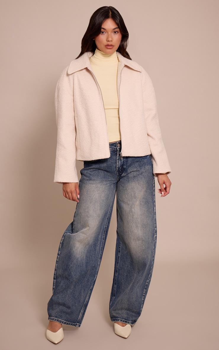 Pretty Little Thing Buttercream Soft Rib High Neck Fitted Longline T-Shirt