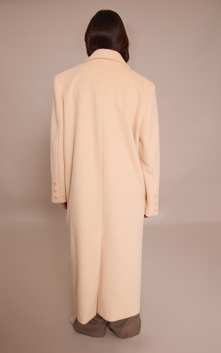 Pretty Little Thing Buttercream Structured Double Breasted Wool Look Maxi Coat