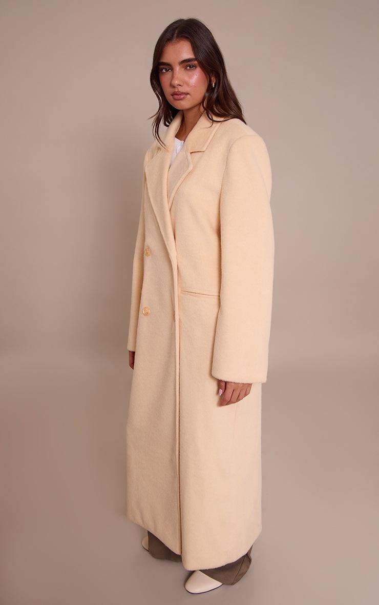 Pretty Little Thing Buttercream Structured Double Breasted Wool Look Maxi Coat