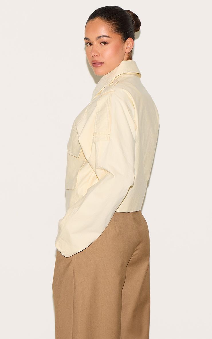 Pretty Little Thing Buttercream Trench Detail Cropped Zip Up Jacket