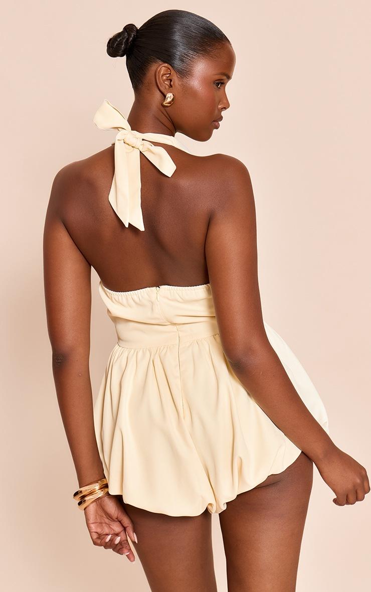 Pretty Little Thing Buttercream Waist Coat Puff Ball Romper