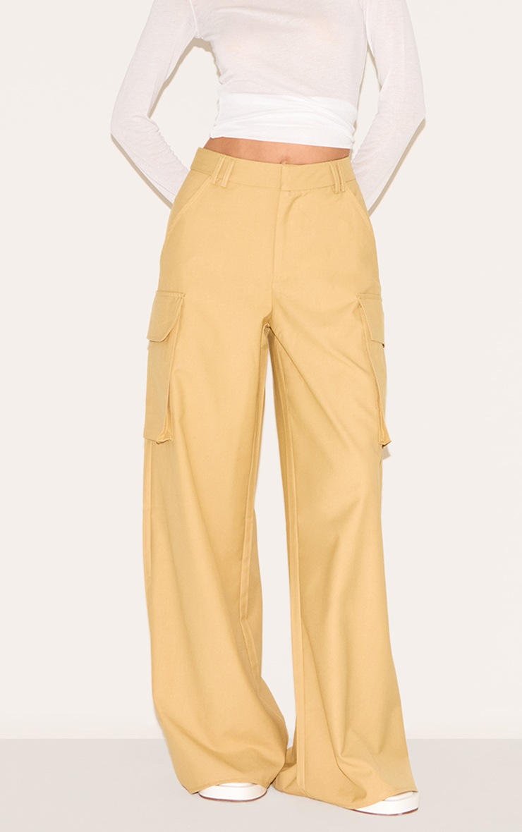 Pretty Little Thing Butterscotch Woven Pocket Detail Straight Leg Pants