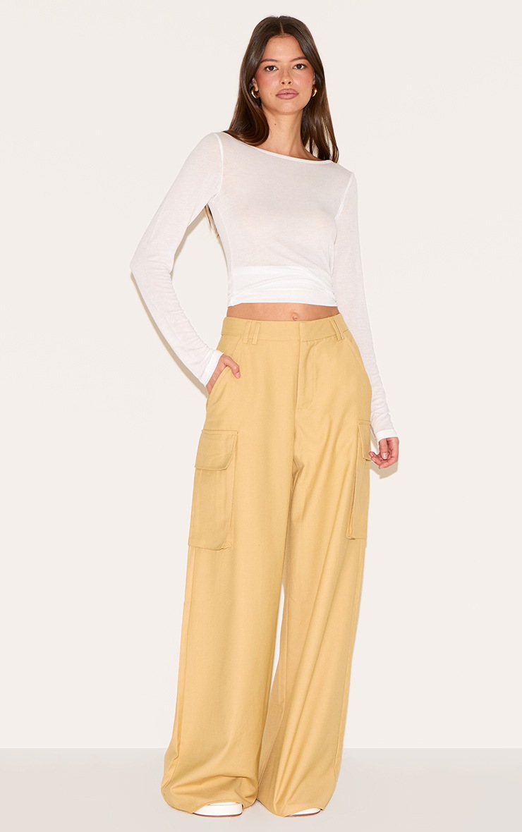 Pretty Little Thing Butterscotch Woven Pocket Detail Straight Leg Pants