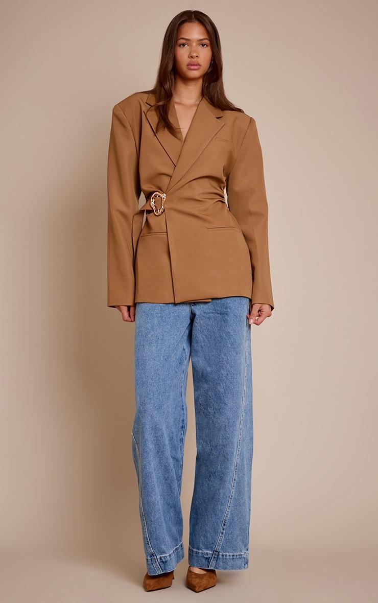 Pretty Little Thing Camel Belted Trim Detail Blazer