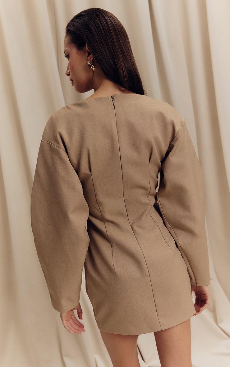 Pretty Little Thing Camel Cocoon Sleeve Cinched Waist Blazer Dress