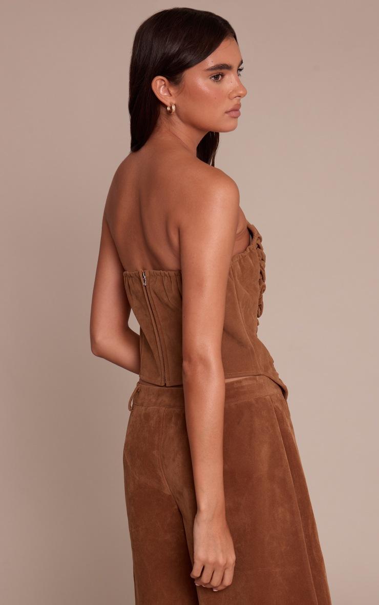 Pretty Little Thing Camel Faux Suede Asymmetric Pointed Hem Corset