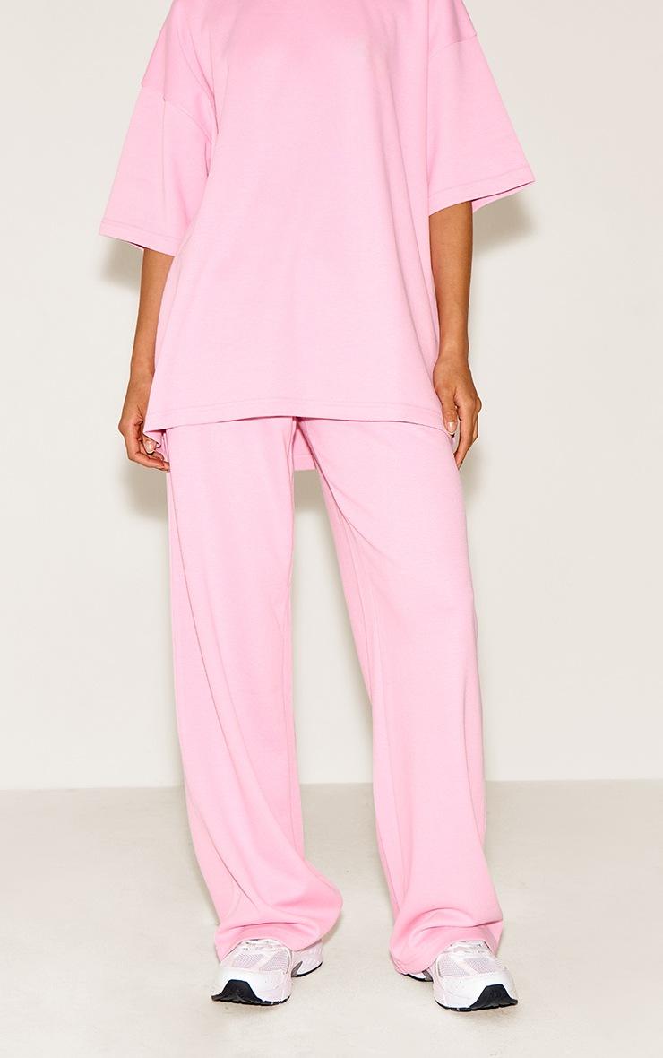 Pretty Little Thing Candy Pink Jersey Mid Rise Wide Leg Pant