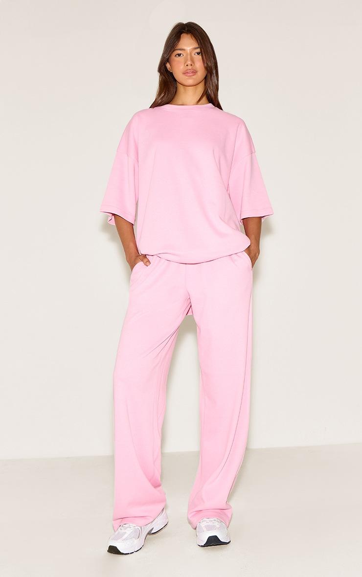 Pretty Little Thing Candy Pink Jersey Mid Rise Wide Leg Pant