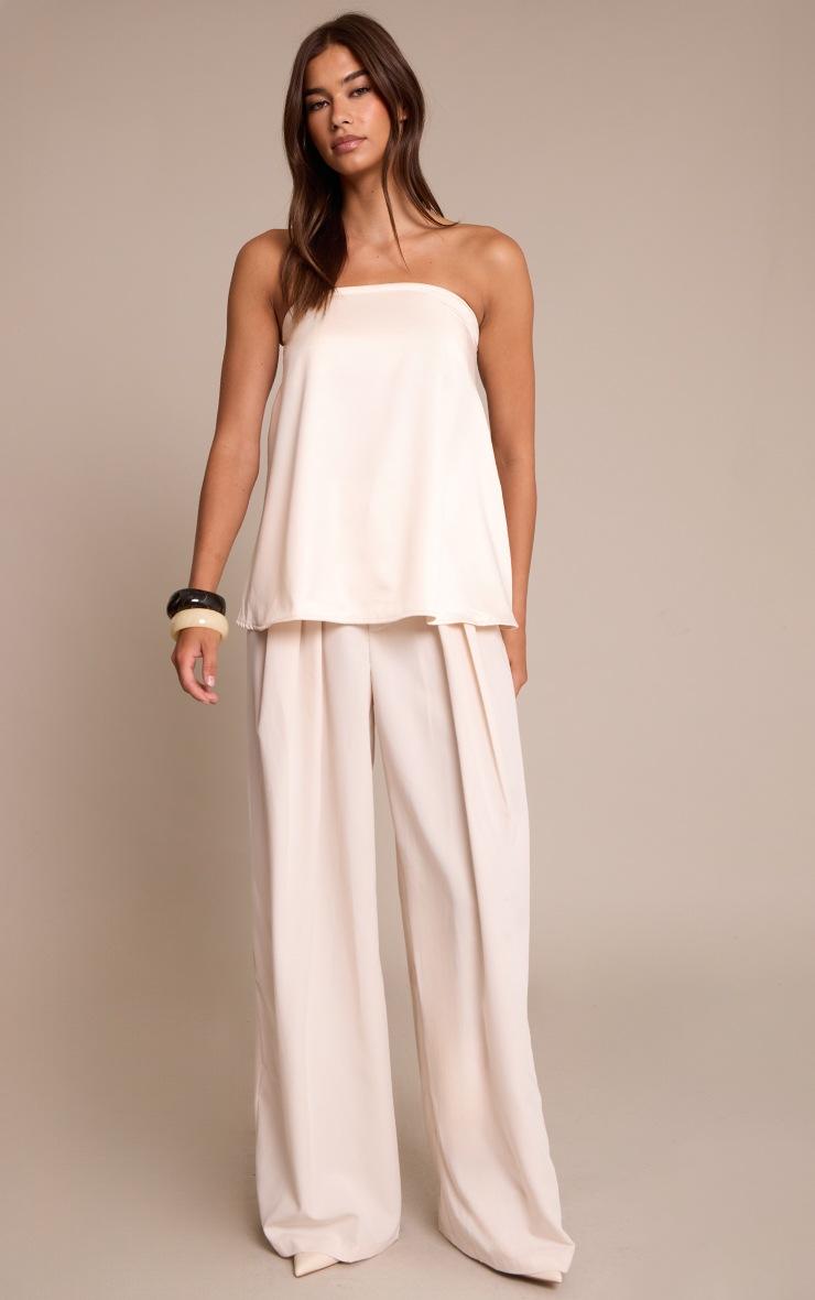 Pretty Little Thing Champagne Bandeau Asymmetric Detail Top