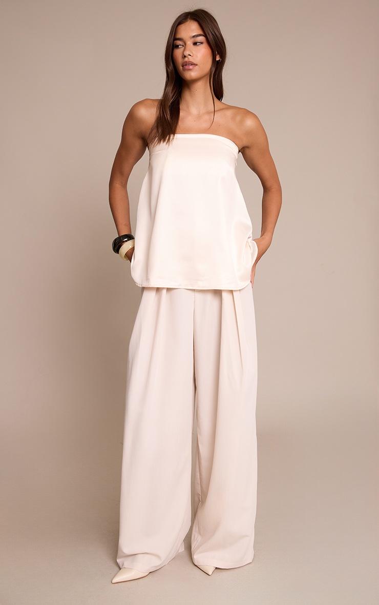 Pretty Little Thing Champagne Bandeau Asymmetric Detail Top