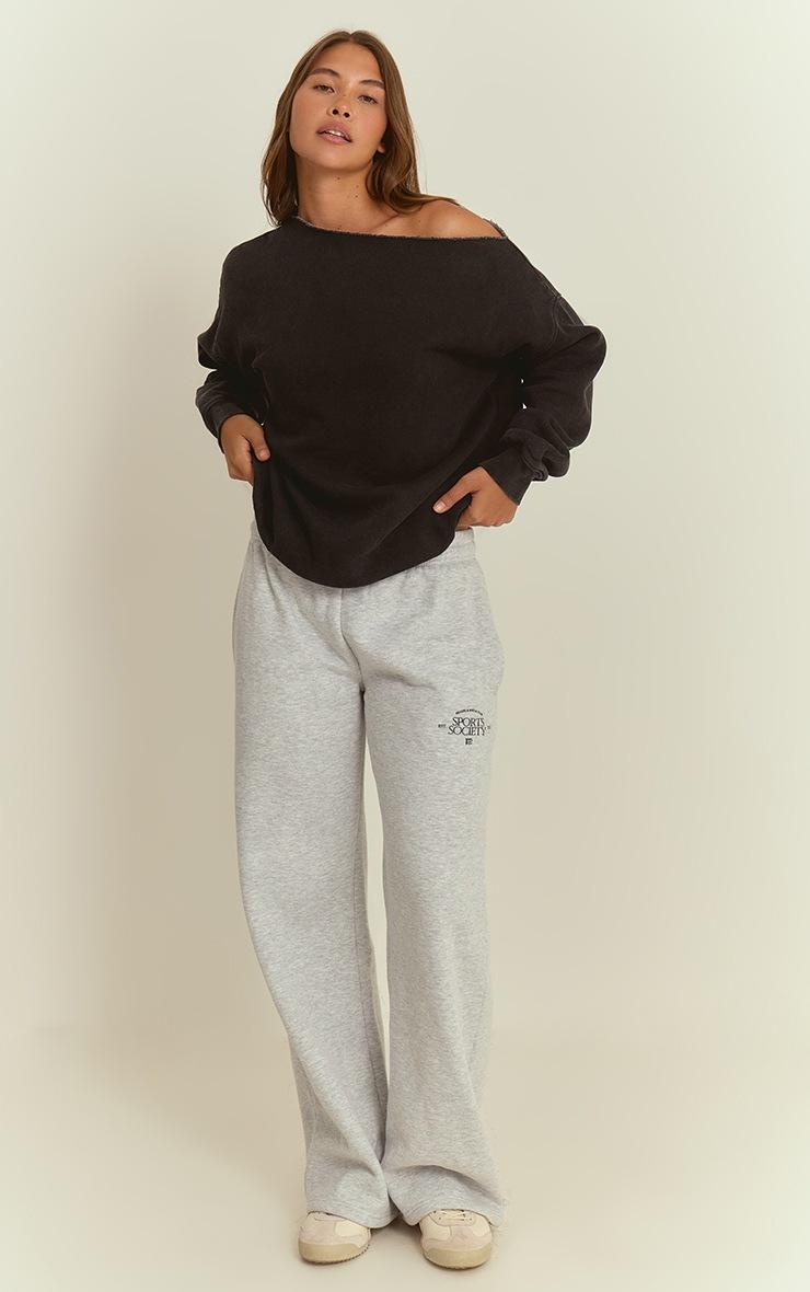 Pretty Little Thing Charcoal Acid Wash Oversized Off Shoulder Sweatshirt