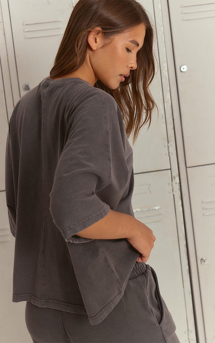Pretty Little Thing Charcoal Acid Washed Oversized Boxy Tshirt