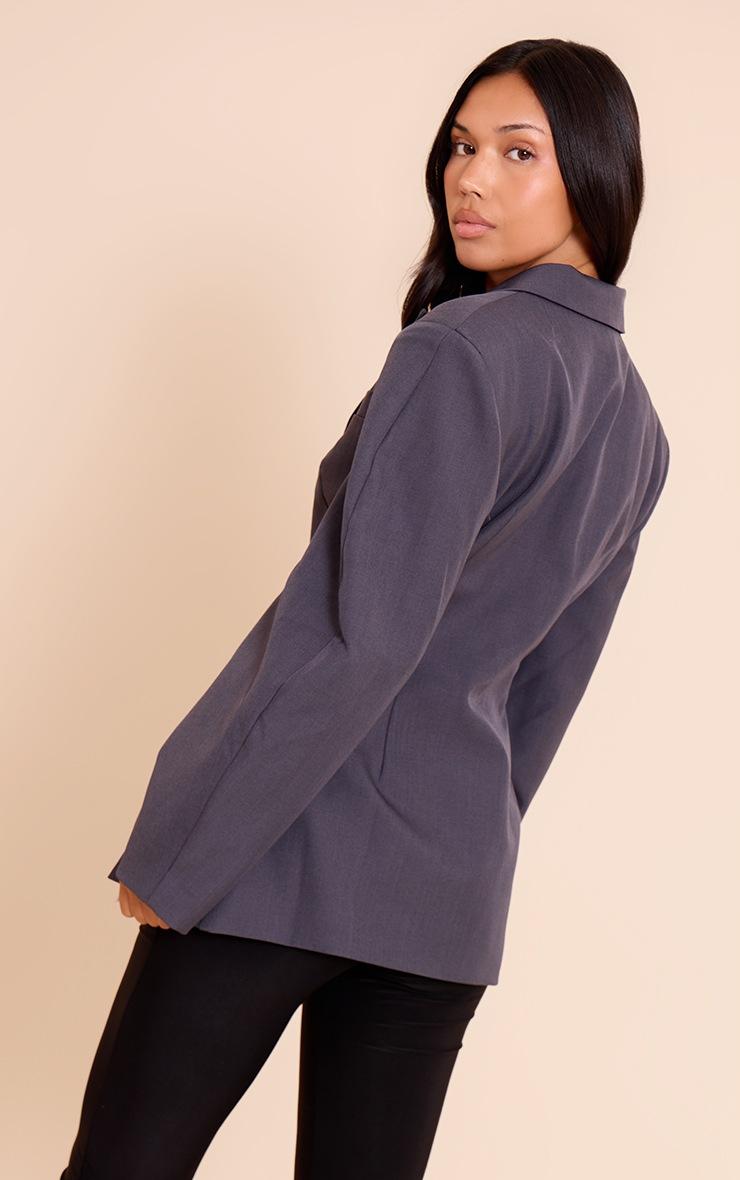Pretty Little Thing Charcoal Asymmetric Detail Cocoon Sleeve Blazer