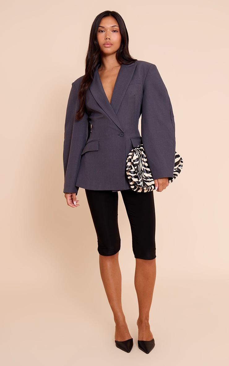 Pretty Little Thing Charcoal Asymmetric Detail Cocoon Sleeve Blazer