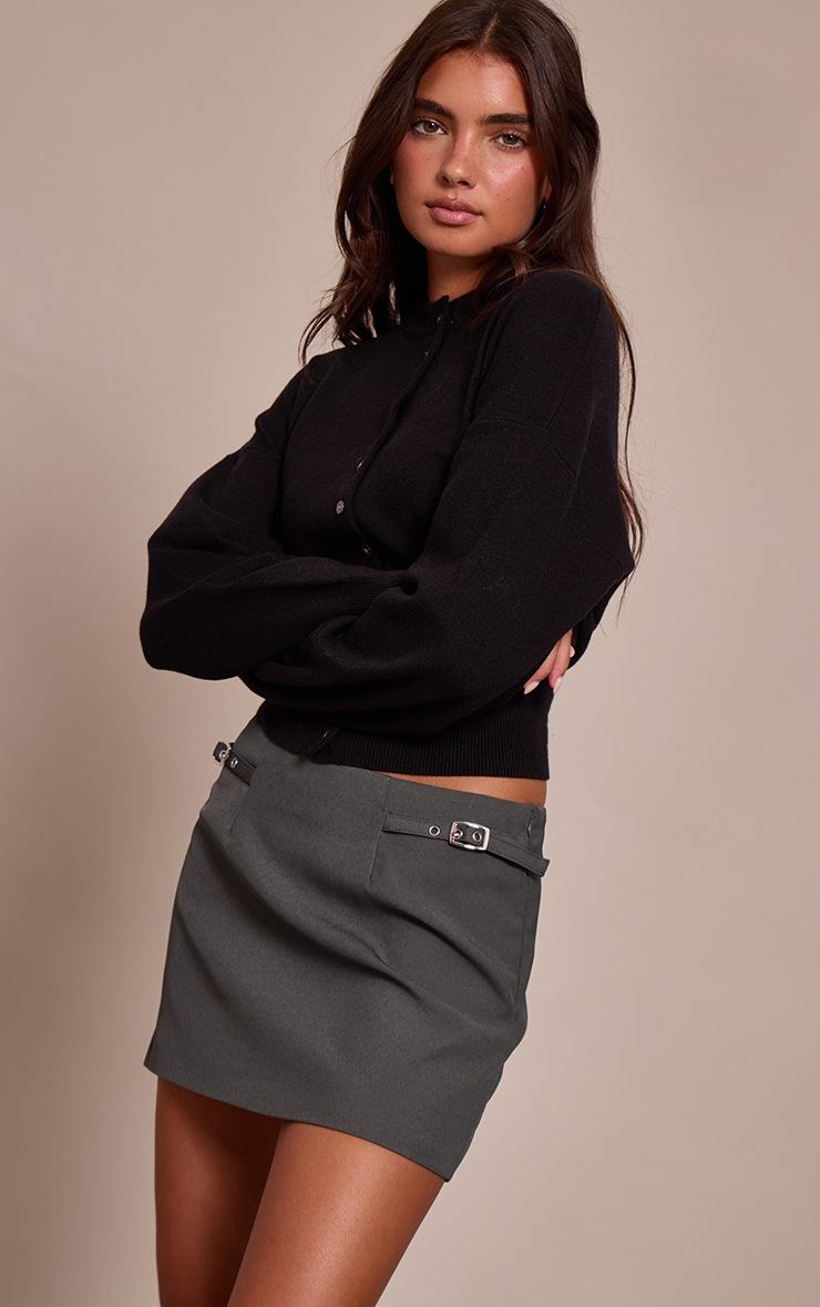 Pretty Little Thing Charcoal Belt Detail Pleated Skirt
