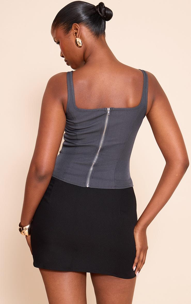 Pretty Little Thing Charcoal Boned Dip Hem Longline Corset