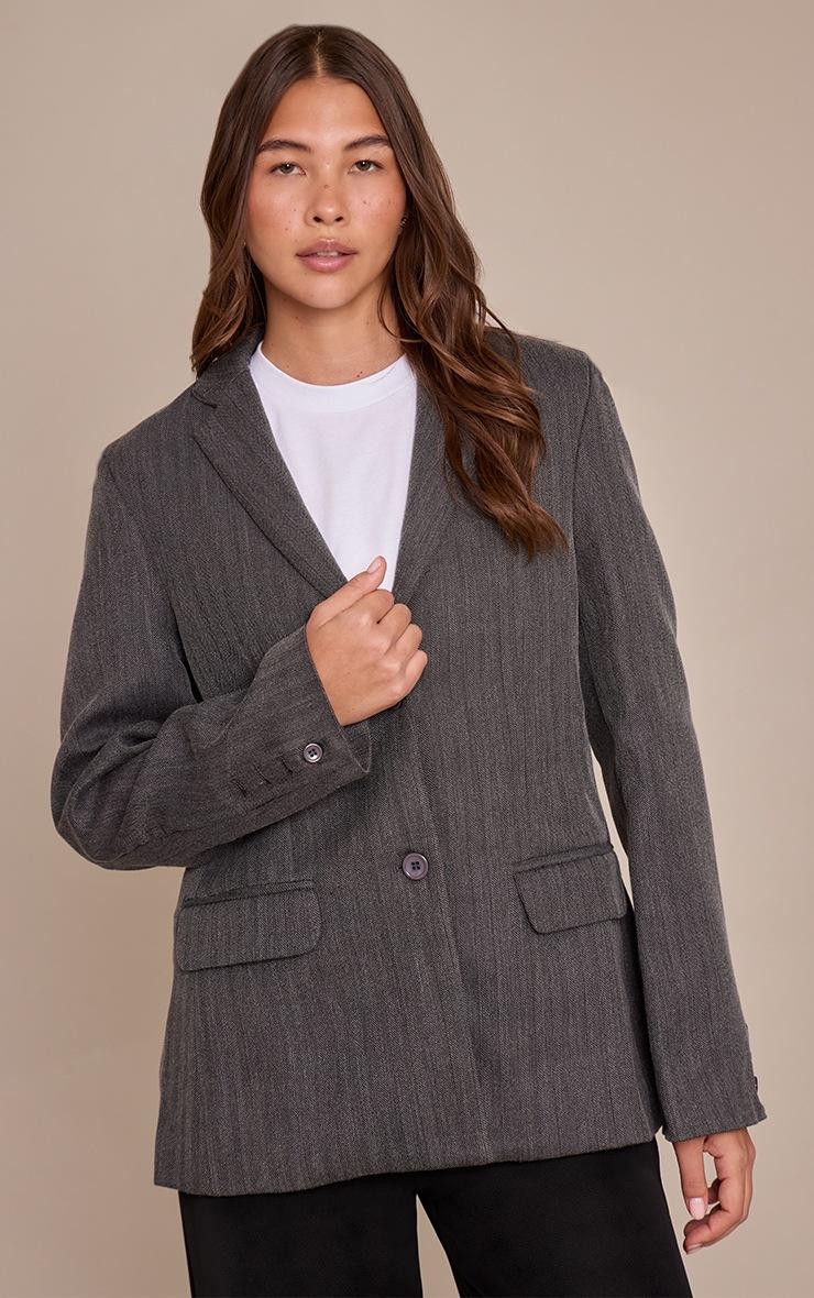 Pretty Little Thing Charcoal Boyfriend Premium Blazer