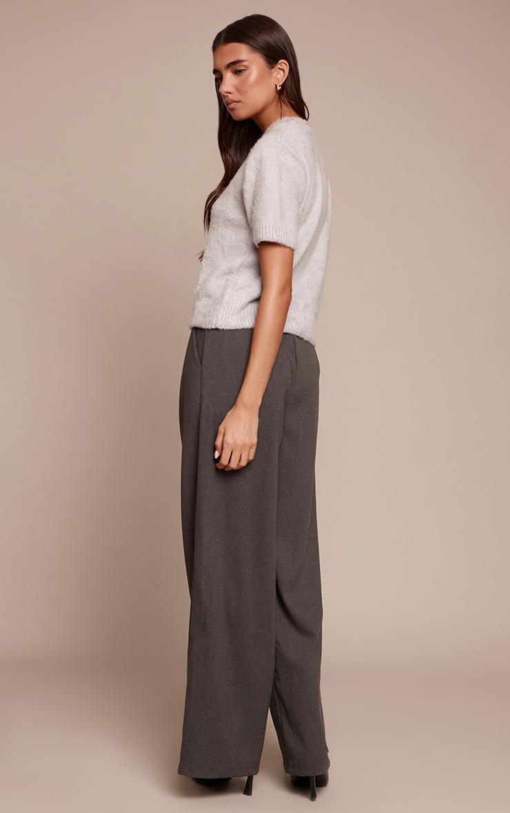 Pretty Little Thing Charcoal Brushed Tailored Straight Leg Pants