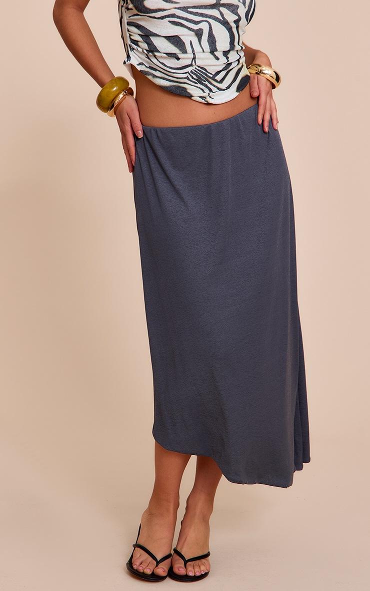Pretty Little Thing Charcoal Burnout Mesh Asymmetric Flowing Midi Skirt