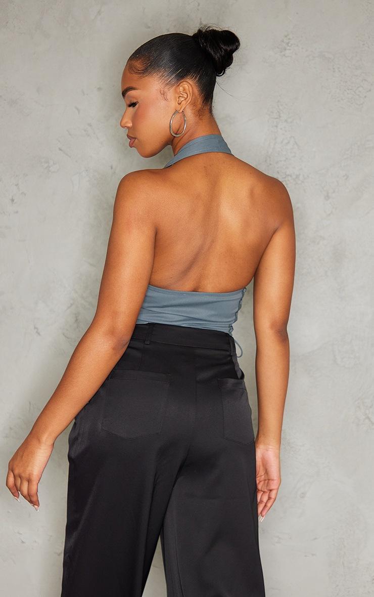 Pretty Little Thing Charcoal Cargo Lace Up Side Zip Up Crop Top