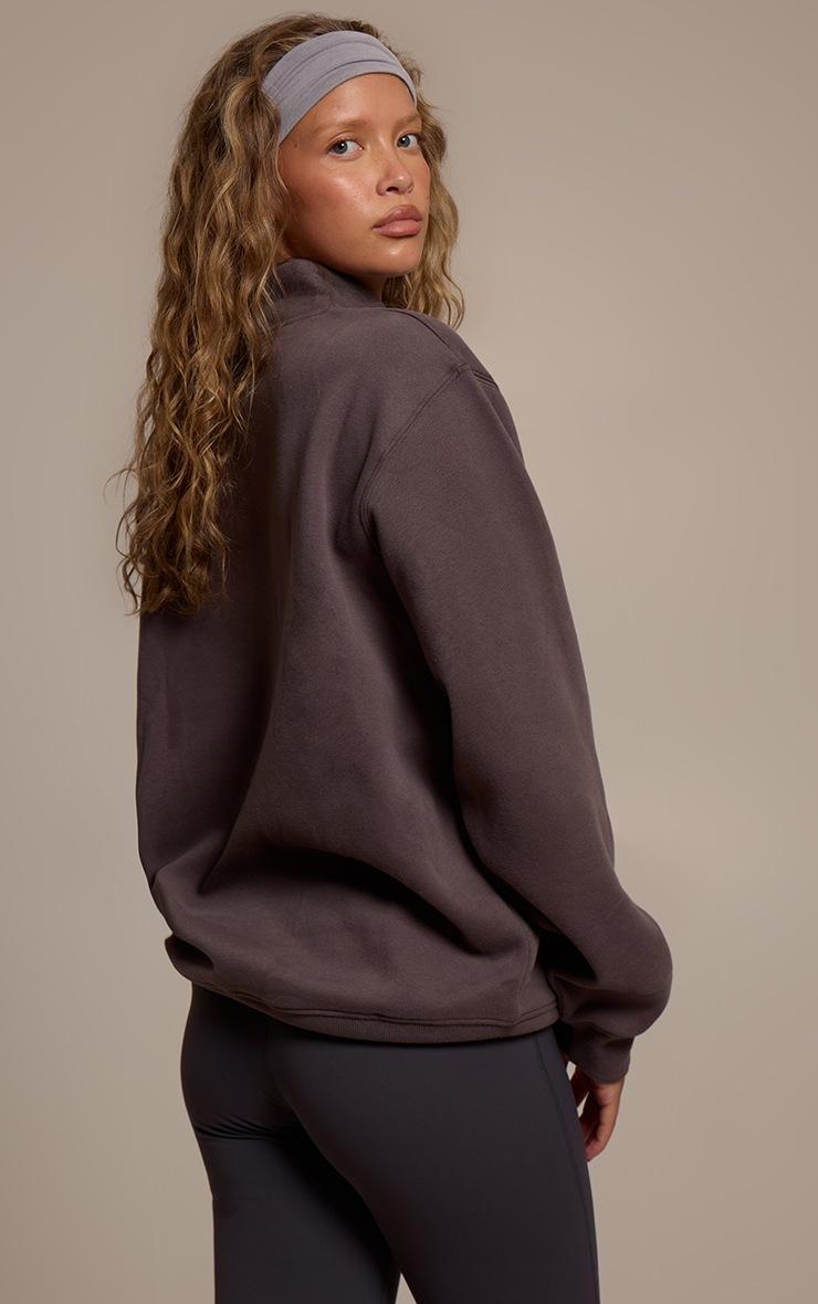 Pretty Little Thing Charcoal Cotton Fleece Quarter Zip Sweatshirt