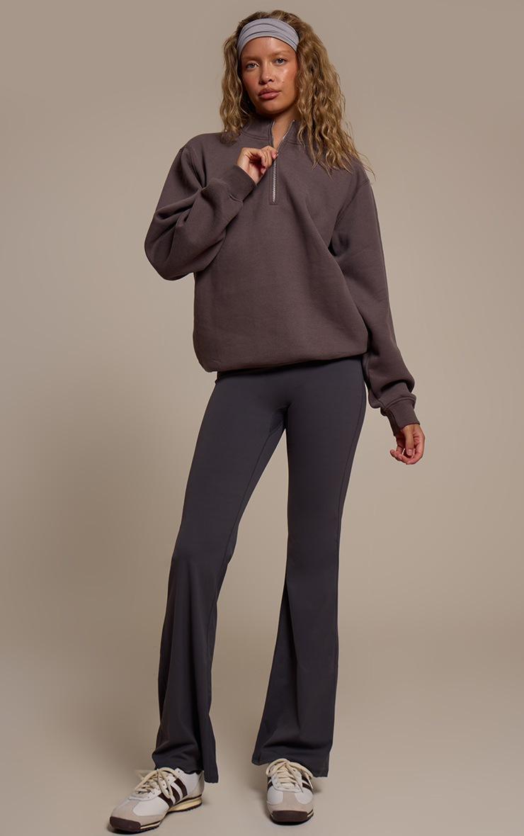 Pretty Little Thing Charcoal Cotton Fleece Quarter Zip Sweatshirt