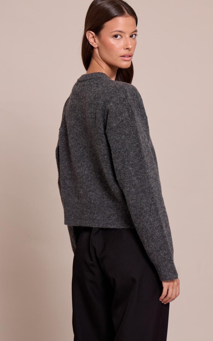 Pretty Little Thing Charcoal Crew Neck Knit Cardigan