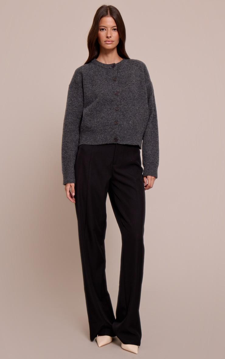 Pretty Little Thing Charcoal Crew Neck Knit Cardigan