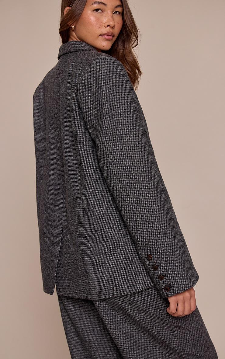 Pretty Little Thing Charcoal Dogtooth Brushed Tailored Blazer