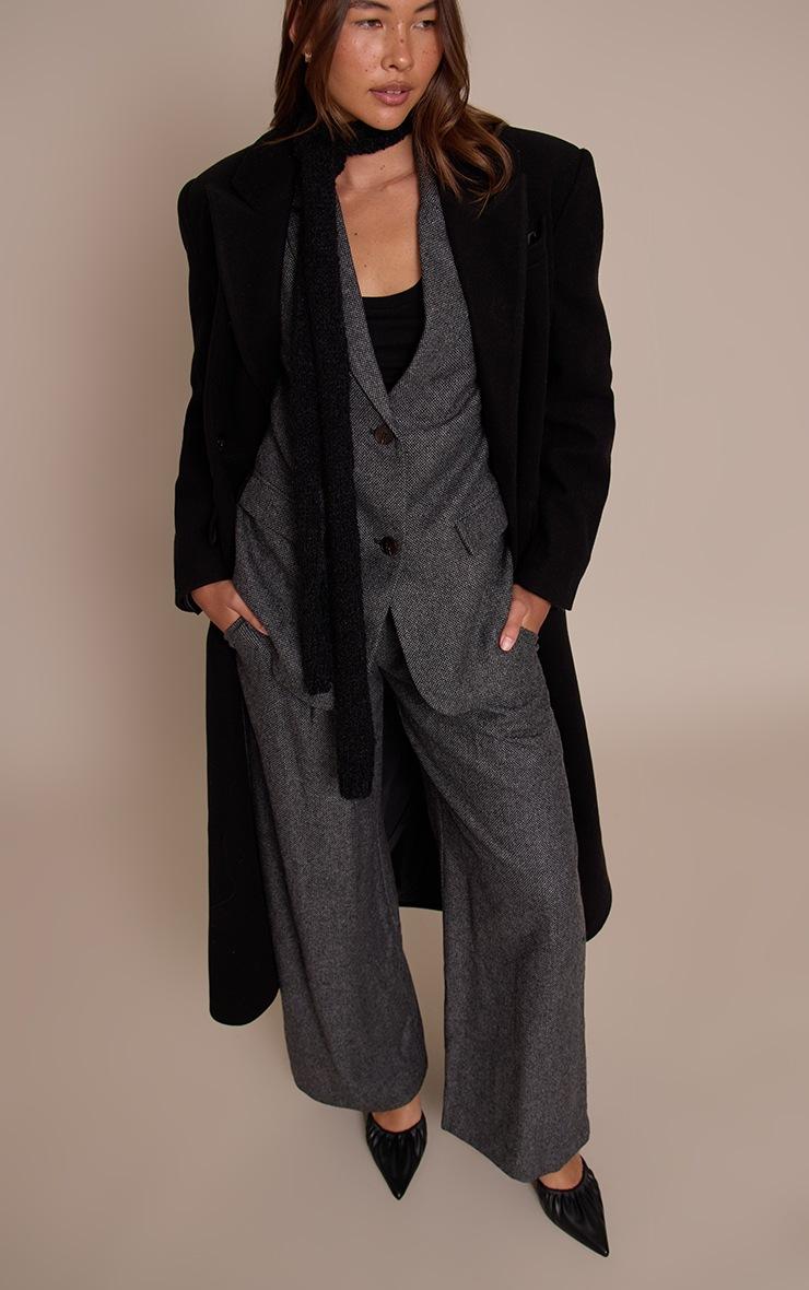 Pretty Little Thing Charcoal Dogtooth Brushed Tailored Blazer