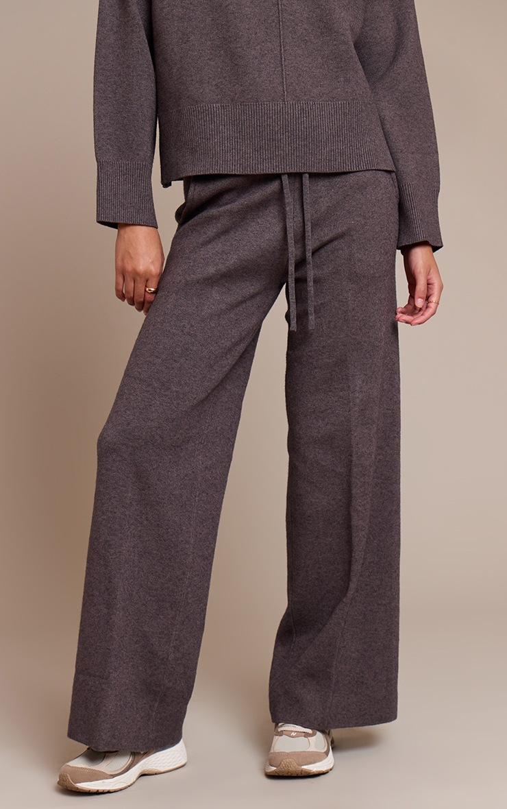 Pretty Little Thing Charcoal Drawstring Wide Leg Knitted Pants