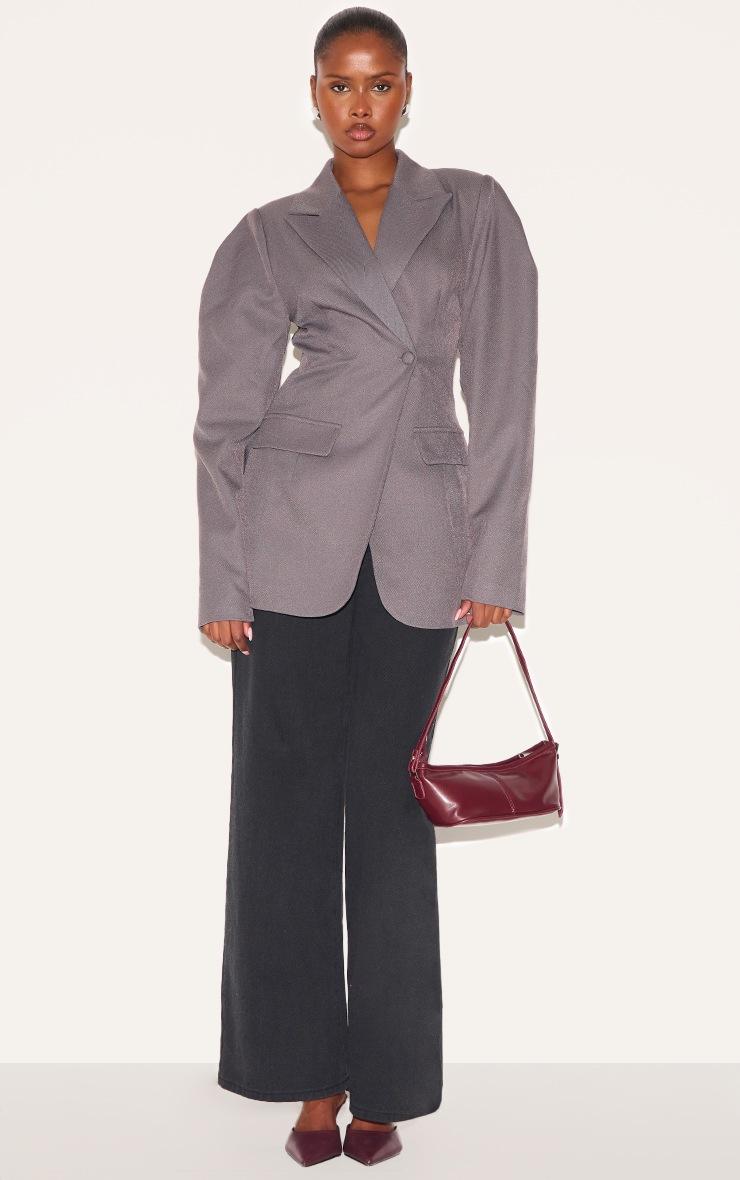 Pretty Little Thing Charcoal Drop Shoulder Cinch Waist Extreme Oversized Blazer