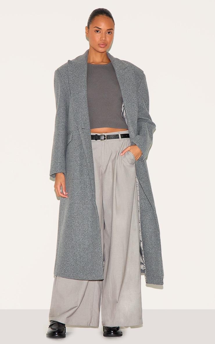 Pretty Little Thing Charcoal Fine Knit Racer Neck Top