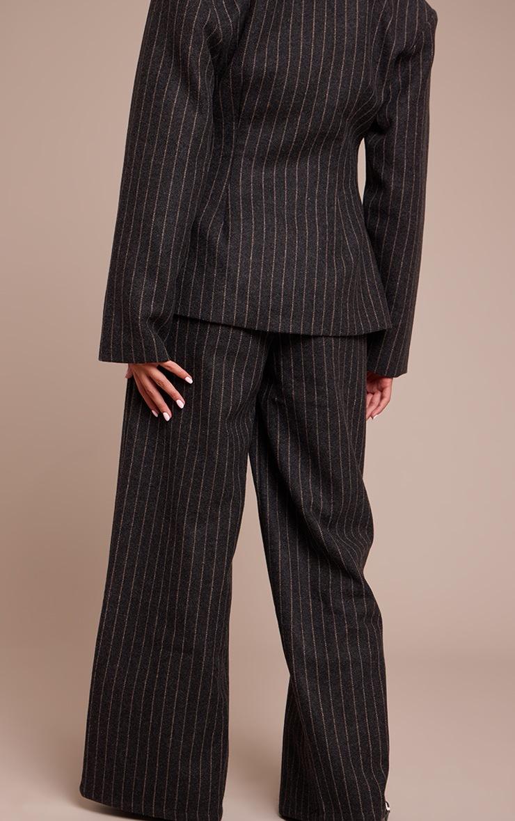 Pretty Little Thing Charcoal Grey Brushed Pinstripe Pants