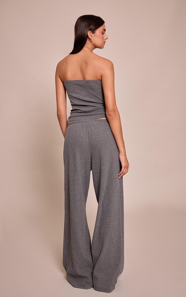 Pretty Little Thing Charcoal Grey Drawstring Slouchy Wide Leg Pants