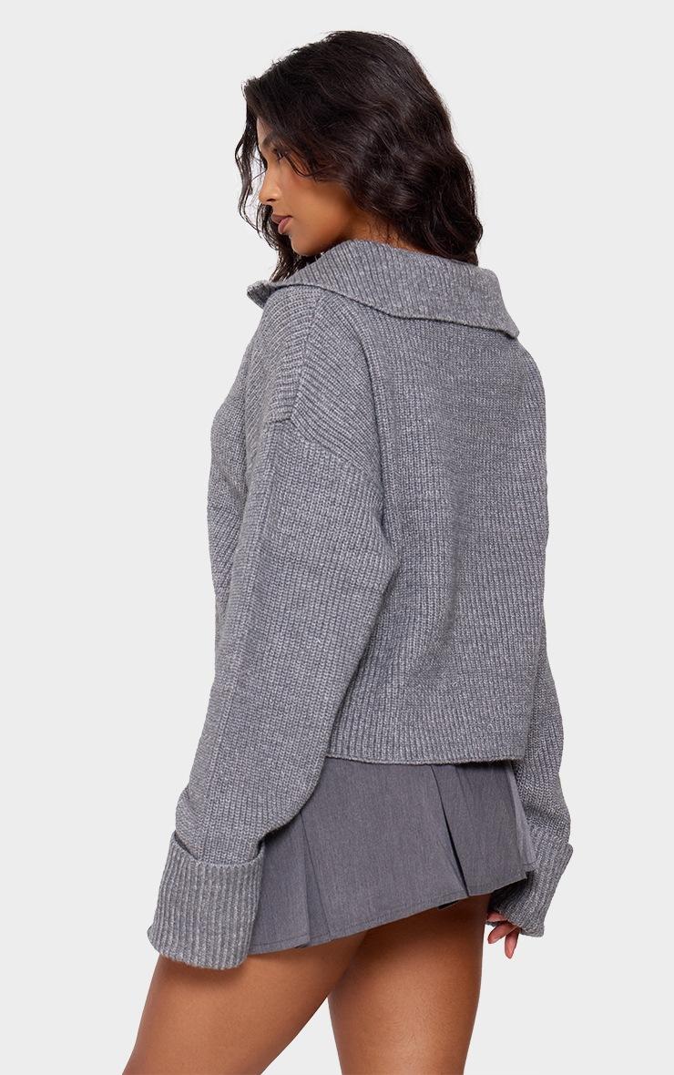 Pretty Little Thing Charcoal Grey Marl Chunky Knit Half Zip Sweater