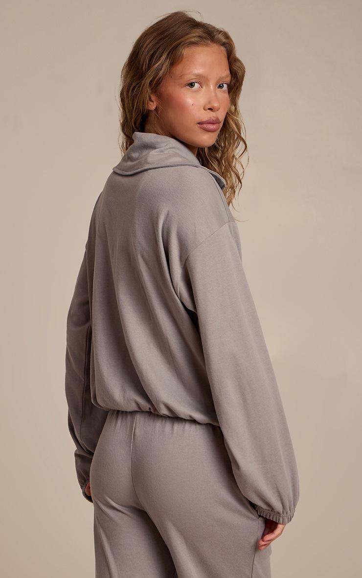 Pretty Little Thing Charcoal Grey Quarter Zip Soft Touch Top